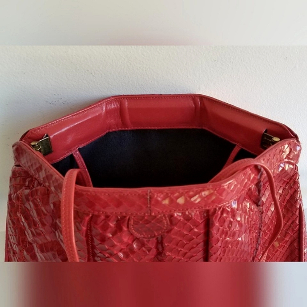 Vintage Palizzio Genuine Leather & Snakeskin Crossbody Hand Bag ⭐️⭐️ - Picture 5 of 16
